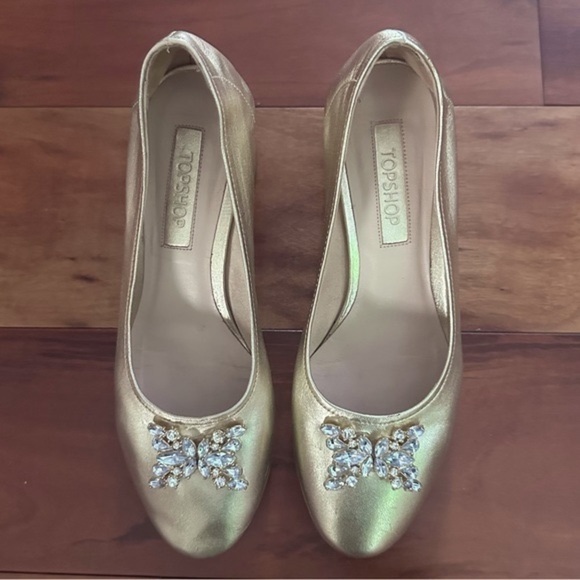 Topshop Gold Rhinestone Heels - Picture 1 of 10